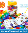 500 Piece Interlocking Disc Toy For Creative Building And STEM Learning Ages 3 And Up Colorful Construction Blocks For Kids Teens Adults Boys And Girls Includes Storage Jar And Idea Book for 3+ kids, with jar and instructions