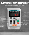 Beefy 3HP VFD Inverter For AC Motors 2.2KW 10A 1 Phase 220V To 240V Input To 3 Phase 220V To 240V Output 0 To 400 Hz Variable Frequency Drive With Soft Start And Slick Speed Control control panel with LED display and buttons