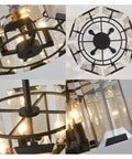 Vintage Crystal Chandelier Dope Round Wagon Wheel Frame 4 Light Matte Black Semi Flush Mount Ceiling Light detail