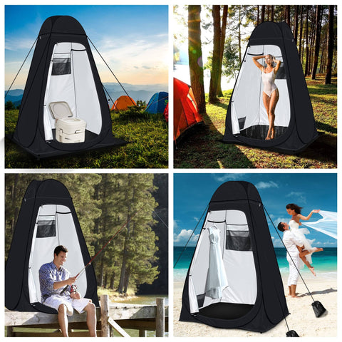 Pop Up Privacy Shower Tent For Camping And Beach With Portable Toilet And Dressing Room, Extra Tall UPF 50 Plus