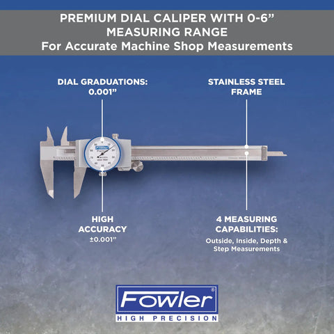 Premium Dial Caliper 0 To 6 Inches With Precise 0.001 Inch Precision Measures Inside Outside Depth And Step Ideal For Machining