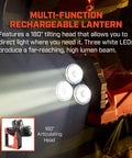 Vulcan 180 Lantern Cranks Out 1200 Lumens With 548M Beam, 180-Degree Articulating Head That Locks Forward, Quick Release Strap