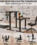 Kingant Standing Desk 35X20 Inch Electric Height Adjustable Computer Desk With Quiet Smooth Lift Motor And Easy Control Panel for Home Office Ergonomic Workspace Solution, height range shown.