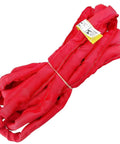 Red 30ft Endless Round Polyester Rigging Sling Built Tough For Industrial Lifting And Rigging Work Made In USA With 13,200 Lb Vertical Load And 10,560 Lb Choker Capacity.