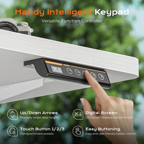 Massive 55 Inch Electric Standing Desk White Huge Gaming Computer Table Height Adjustable control keypad with digital screen