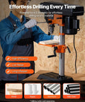 Heavy Duty Benchtop Drill Press Packing A Killer 3.2 Amp Motor And Five Speeds With Ten Inch Swing Plus Tilting Cast Iron Table in use for precision drilling.