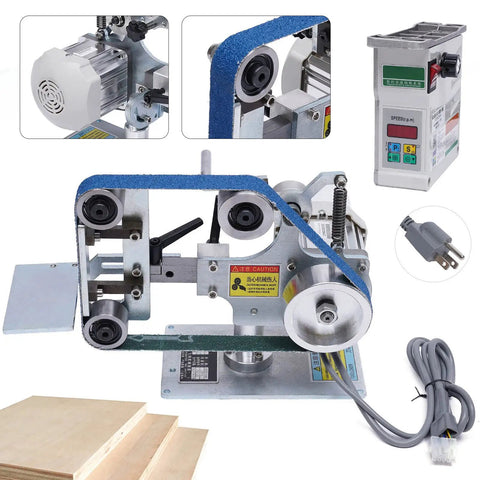 Straight Up Heavy Duty 1X30 Belt Sander Bench Grinder Featuring Brushless Motor And Stepless Speed Control, view of motor and belt.