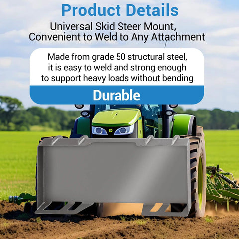 Beefy Heavy Duty Mounting Plate For Farm Tractor Equipment Installation 6mm Thick Q235 Steel Base Plate shown on tractor