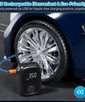 Fast Inflation Portable Tire Inflator With Auto Shut Off And LED Display inflating a car tire, USB-rechargeable air pump