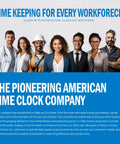 Automatic Date Time Stamp Machine For Office With Atomic Time Sync Secure Local Backup Ditch The Cloud Drama Pay Once Get Lifetime Access For Stress Free Employee Sign Sheets And Solid Paper Trails, diverse workforce showcasing timekeeping.