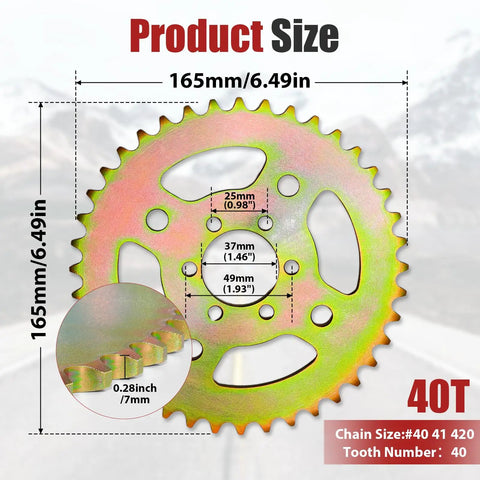 40 Tooth 420 Chain Mini Bike Sprocket Fits Coleman CT100U CC100X Baja Doodle Bug DB30 Mega Moto MMB105 37mm Bore 6 Hole