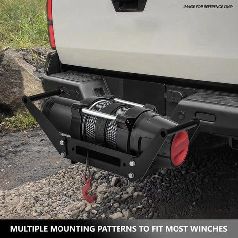 Foldable Cradle Winch Mounting Plate For 2 Inch Class 4 Hitch Receivers With Up To 12000 Lbs Capacity mounted on a truck for off-road use.