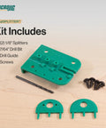 Premium Table Saw Safety Splitter Stops Kickback Cold For One Eighth Inch Kerf Blades mounts quick, includes splitters, drill bit, guide, and screws.
