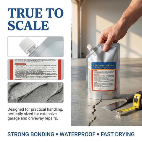 Self Leveling Concrete Crack Filler 2 Pack 2.21 Lb High Elasticity Waterproof Repair Sealant for Driveways and Patios shown in use