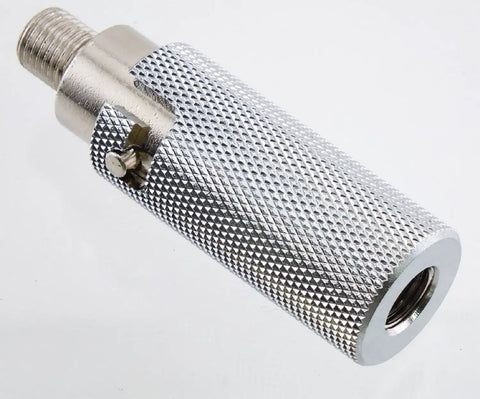 Chrome Quick Disconnect Antenna Fitting For 3/8-24 Threads, knurled grip, push and turn style, weatherproof chrome finish