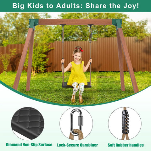 Heavy Duty Swing Set Brackets Kit With 2 Green A Frame Brackets Ready To Roll 4 Black Swing Hangers And 2 Black Swing Seats For Easy DIY Backyard Playground Setup For Kids And Toddlers