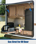 Top Notch 20 Inch Gas Struts Set Of Two Delivering 10 Pounds Of Reliable Lift Force For RV entry door with open hatch.