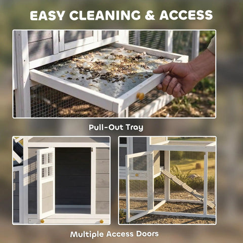 82 Inch Wooden Chicken Coop For 2 To 3 Hens Backyard Hen House With Nesting Box Pull On Tray Ramp And Roosting Bars Large Run Space