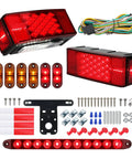 12V LED Trailer Light Kit For Boat And Utility Trailers IP67 Waterproof Rectangular Brake Stop Turn Lights With License Plate Light