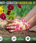 Person wearing Six Pairs Women Gardening Gloves With Breathable Rubber Coated Grip Thorn Proof And Cut Resistant For Outdoor Work