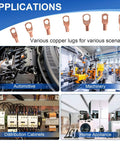 Heavy Duty 260 Piece Copper Wire Lugs And Rings Kit For Battery Cables Includes AWG 2 to 12 Heat Shrink Tubing, copper lugs for automotive and machinery