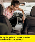 Person using 5.3 Gallon Wet And Dry Shop Vacuum With Attachments For Home Garage And Workshop Pro Grade Suction in car