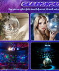8 Inch Hanging Disco Ball With Motor And Light 6 RPM Rotating Mirror Ball Featuring 4 RGBW Colors And 18 LEDs for party decor