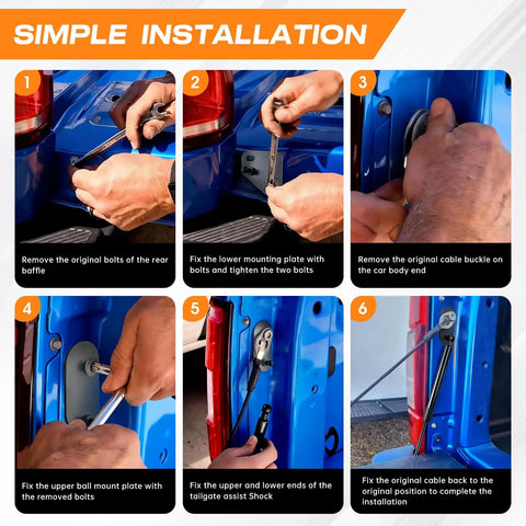 Installation steps for Ford F150 Tailgate Assist Shock Kit With Slow Down Damper on 2015-2025 models