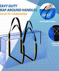 Ultra Heavy Duty 57 Gallon Jumbo Moving Storage Bag with reinforced handles and stitching, clear blue material design