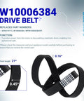 Washer Pulley Clutch Kit And Drive Belt For Whirlpool Kenmore Maytag 2 Piece Set Replaces W10006356 W10006354 PS10057144 AP6014712 MVWX655DW1 WTW5000DW1, featuring W10006384 drive belt, 21 in length, 0.16 in width, for washing machines.