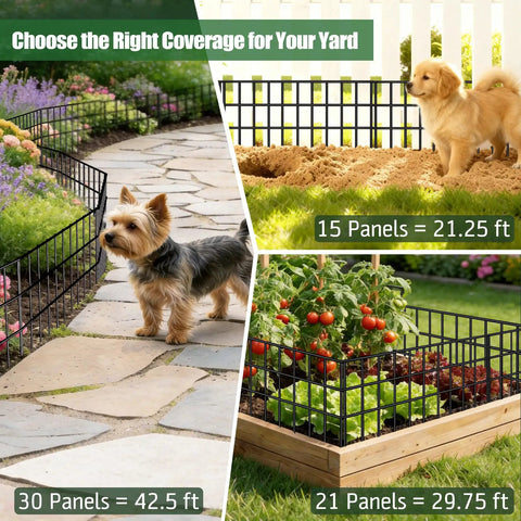 15 Pack Dog And Critter Barrier Fence With 21.25 Feet Of No Dig Under Fence Barrier For Yard Rustproof Metal Garden Fence Gap Filler