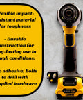 Six Bit Drill Bit Holder For Cordless Drills And Impact Drivers, Attaches To Factory Mount, shown installed on yellow drill