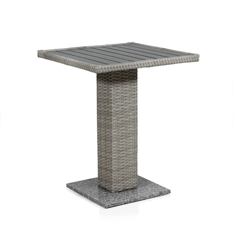Outdoor Must Have Transitional Metal And All Weather Wicker Square Patio Table With Granite Base For Poolside Garden And Yard Gray 23.62 Inch Square 29.13 Inch High Built To Last