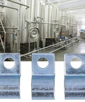 Premium 20 Pack Single Hole Pipe Clamp Made From Zinc Plated Stainless Steel Pipe Clip For Rubber Rings And Steel Pipes 304 Stainless Steel Construction Built To Last Heavy Duty Clamp Solution 12mm shown in industrial setting with tanks and pipes.