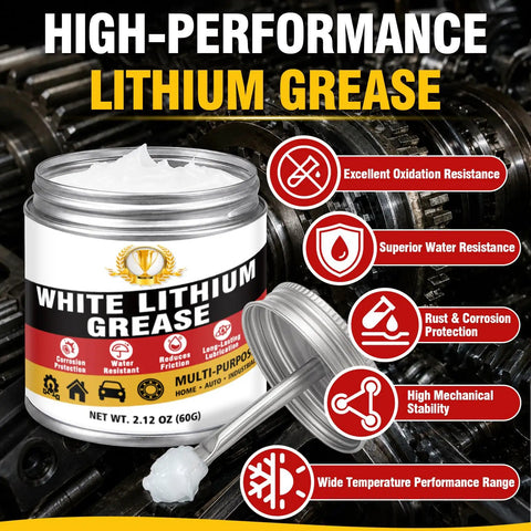 Heavy Duty Lithium Grease With Built In Brush For Hinges Bearings Gears And Track Rails Keeps Parts Quiet Reduces Wear And Friction