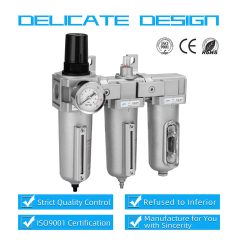 Heavy Duty Three Stage 3/4 Inch NPT Air Drying System With Particulate Filter Coalescing Filter Desiccant Dryer And Air Regulator Metal Bowl Auto Drain