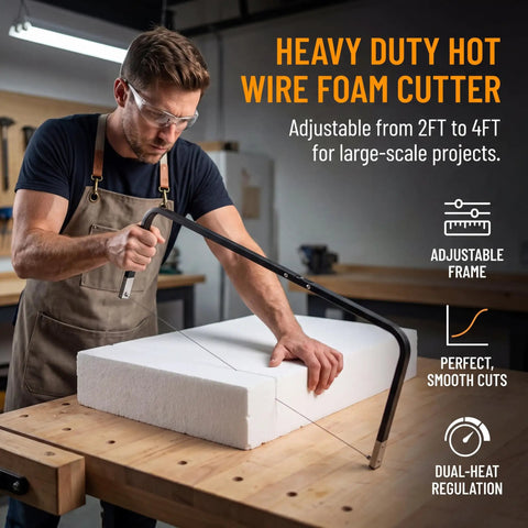 Adjustable 2Ft To 4Ft Hot Wire Foam Cutter With Dual Heat Power Supply Heavy Duty Aluminum Frame cutting foam board