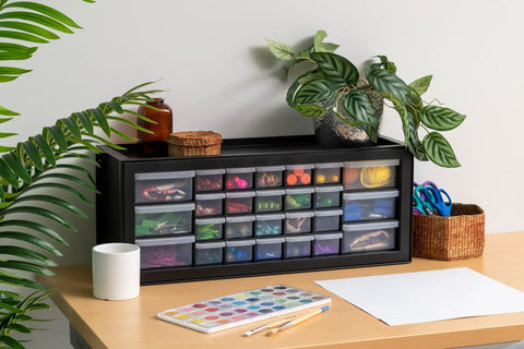 Hella Practical 26 Drawer Teacher Tool Box And Craft Supply Caddy With Spacious Slots For Markers Stickers And Hardware Made In Usa Straight Up Sturdy All Black Finish