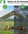 Large Metal Chicken Coop Walk In Poultry Pen Outdoor Shelter With Waterproof And Anti UV Cover Heavy Duty Steel Frame Spire Roof