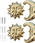 Sun Moon Cabinet Knobs Set, Solid Brass Antique Finish Drawer Pulls for kitchen, bath, dresser, wardrobe shown with screws