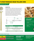 Diagram of Powerlags XF Five Sixteenth Inch By Three Inch Interior Pancake Head Structural Wood Lag Screws and application details