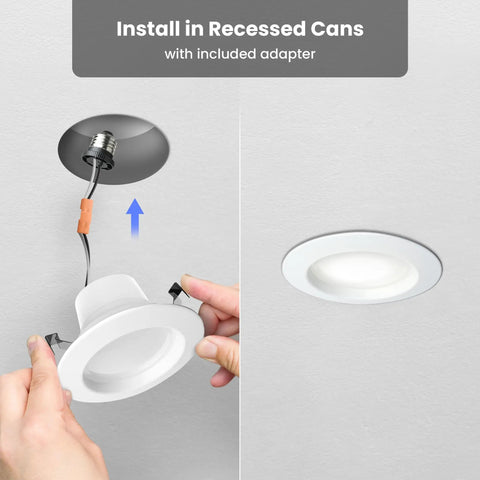 Installation of 4 Inch Smart Recessed Light With Color Changing And Tunable White, 2.4GHz WiFi Retrofit LED Downlight E26 Base