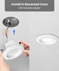 Installation of Smart 4 Inch Recessed LED Downlights With Color Changing RGBW And Tunable White, Wi Fi Enabled 2.4GHz Smart Home Ready Retrofit E26 Base, Dimmable, 4 Pack, Voice Control And Mobile App Control