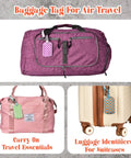 Leather Luggage Tag Set Three Pack TSA Approved Travel Essentials For Women Bag Tags For Luggage With Name Email And Phone Info Easy To Spot Across Long Flights And Airports Gift Worthy with colorful leather tags on various bags