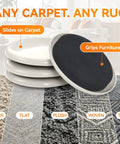 Heavy Duty Furniture Sliders Reusable Plastic Floor Protectors For Carpet Hardwood Chair Leg Glides on various carpet types.