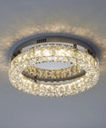 Crystal Chandelier LED Ceiling Light 16 Inch Flush Mount with K9 Crystals, illuminating a room with warm white 3000K light