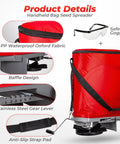 Handheld Seed Spreader With 25 Pound Bag Upright 3D Frame For No Spill Seed Spreading Flow Control Enclosed Gears and Goggles