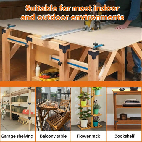 8 Piece 3 Way Corner Workbench Brackets Kit With Screws for wood heavy duty workbench legs fits 4x4 and 2x4 lumber installed