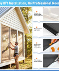 Pet Resistant Window Screen Replacement Mesh 48W X 99L 2 Pack Durable Polyester DIY Repair Kit shown installed on porch.