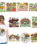 Cinco De Mayo Iron On Transfers Pack For T Shirts And DIY Crafts 10 Sheets DTF Transfers With Dope Bright Colors For Heat Press